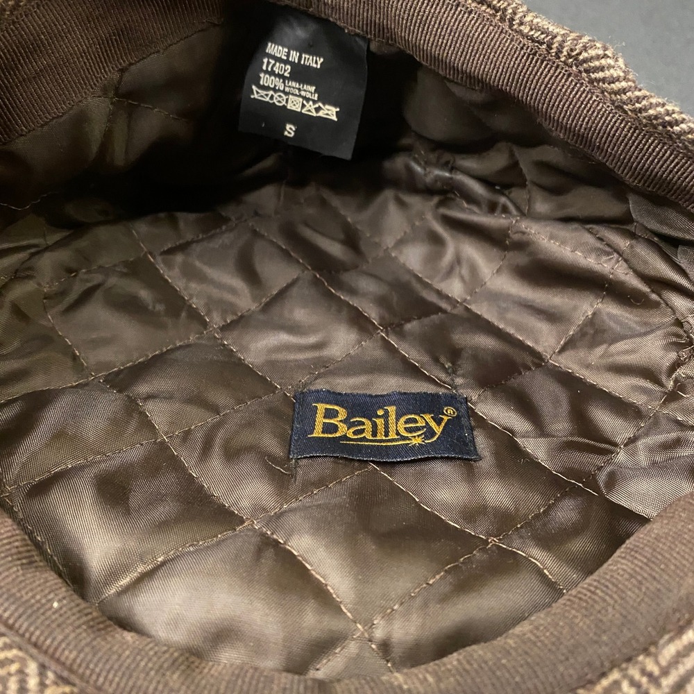 Bailey Flat Cap Men Small Brown Herringbone Wool Italy Ivy Newsboy Hat 17402 - Picture 4 of 5